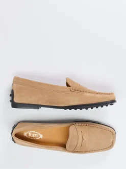 Tod's – Loafer aus Veloursleder sandbeige