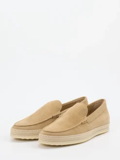 Tod's – Loafer aus Veloursleder in Sandbeige