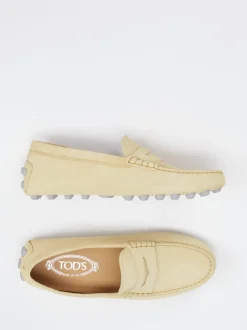 Tod's – Loafer aus Veloursleder in Hellgelb
