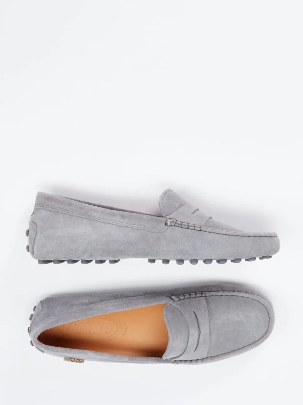 Tod's – Loafer aus Veloursleder in Hellgrau
