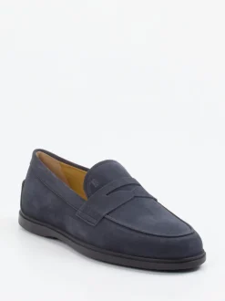 Tod's – Loafer aus Veloursleder in Dunkelblau