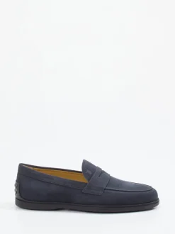 Tod's – Loafer aus Veloursleder in Dunkelblau