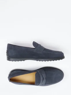 Tod's – Loafer aus Veloursleder in Dunkelblau