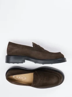 Tod's – Loafer aus Veloursleder Dunkelbraun