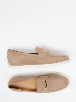 Tod's – Loafer aus Veloursleder Sandbeige