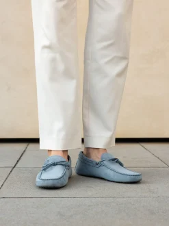 Tod's – Mokassin aus Nubukleder taubenblau
