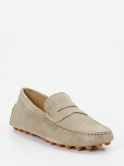 Tod's – Mokassin aus Veloursleder in Beigegrau