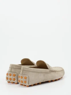 Tod's – Mokassin aus Veloursleder in Beigegrau