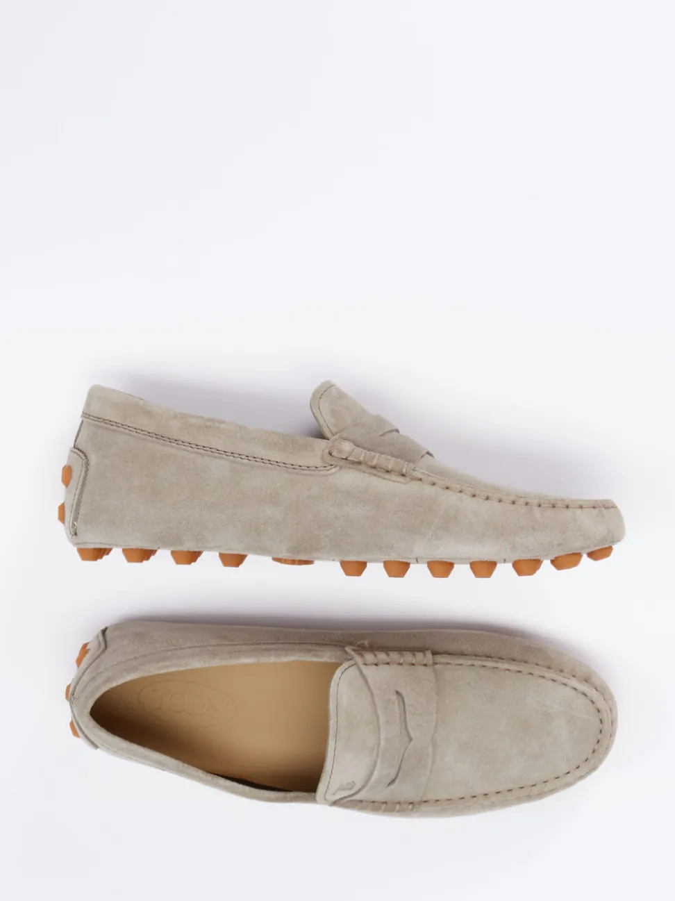 Tod's – Mokassin aus Veloursleder in Beigegrau