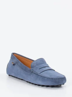 Tod's – Mokassin aus Veloursleder jeansblau
