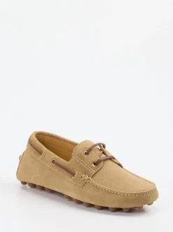 Tod's – Mokassin aus Veloursleder in Beige