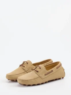 Tod's – Mokassin aus Veloursleder in Beige