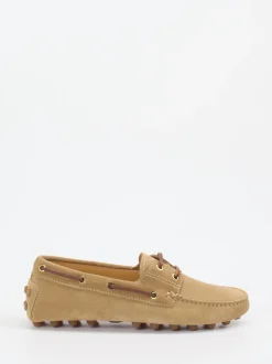 Tod's – Mokassin aus Veloursleder in Beige