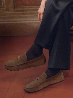 Tod's – Penny Loafer aus Veloursleder Dunkelbraun