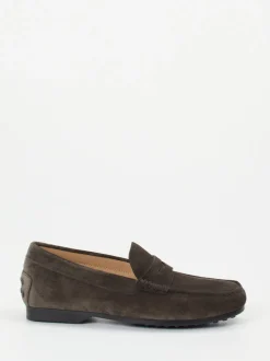 Tod's – Penny Loafer aus Veloursleder Dunkelbraun