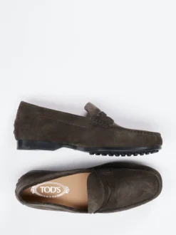 Tod's – Penny Loafer aus Veloursleder Dunkelbraun