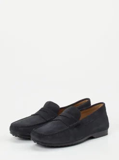 Tod's – Penny Loafer aus Veloursleder in Blau