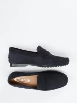 Tod's – Penny Loafer aus Veloursleder in Blau