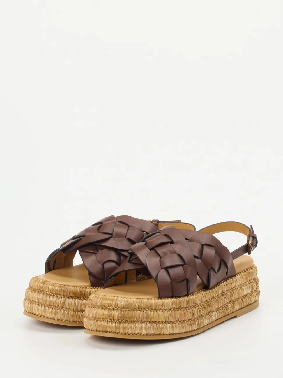 Tod's – Plateau-Sandalen aus braunem Flechtleder