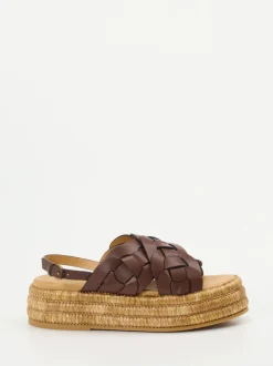 Tod's – Plateau-Sandalen aus braunem Flechtleder