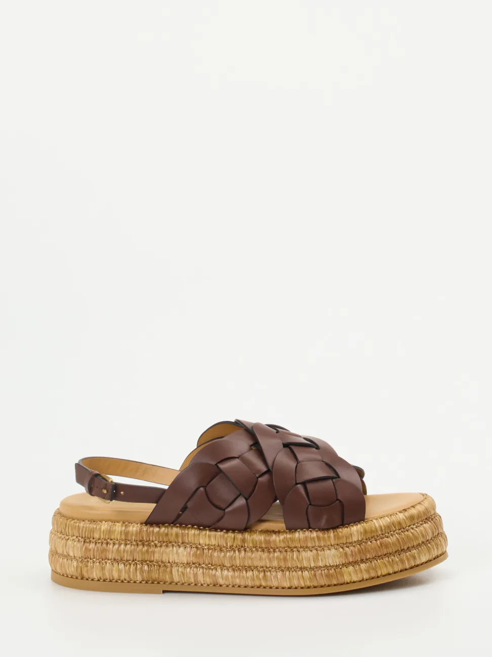 Tod's – Plateau-Sandalen aus braunem Flechtleder