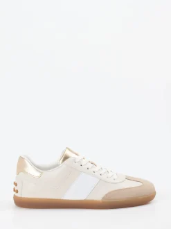 Tod's – Retro-Sneaker aus Velours- und Glattleder beige