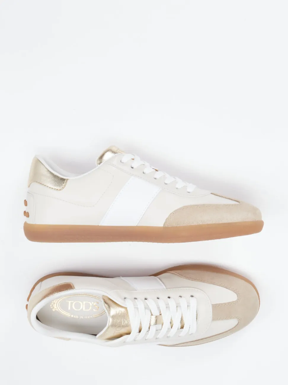 Tod's – Retro-Sneaker aus Velours- und Glattleder beige