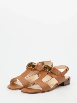 Tod's – Sandalen aus Kalbleder in Cognacbraun