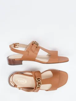 Tod's – Sandalen aus Kalbleder in Cognacbraun