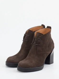Tod's – Schnür-Booties aus Veloursleder Dunkelbraun