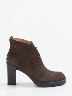 Tod's – Schnür-Booties aus Veloursleder Dunkelbraun