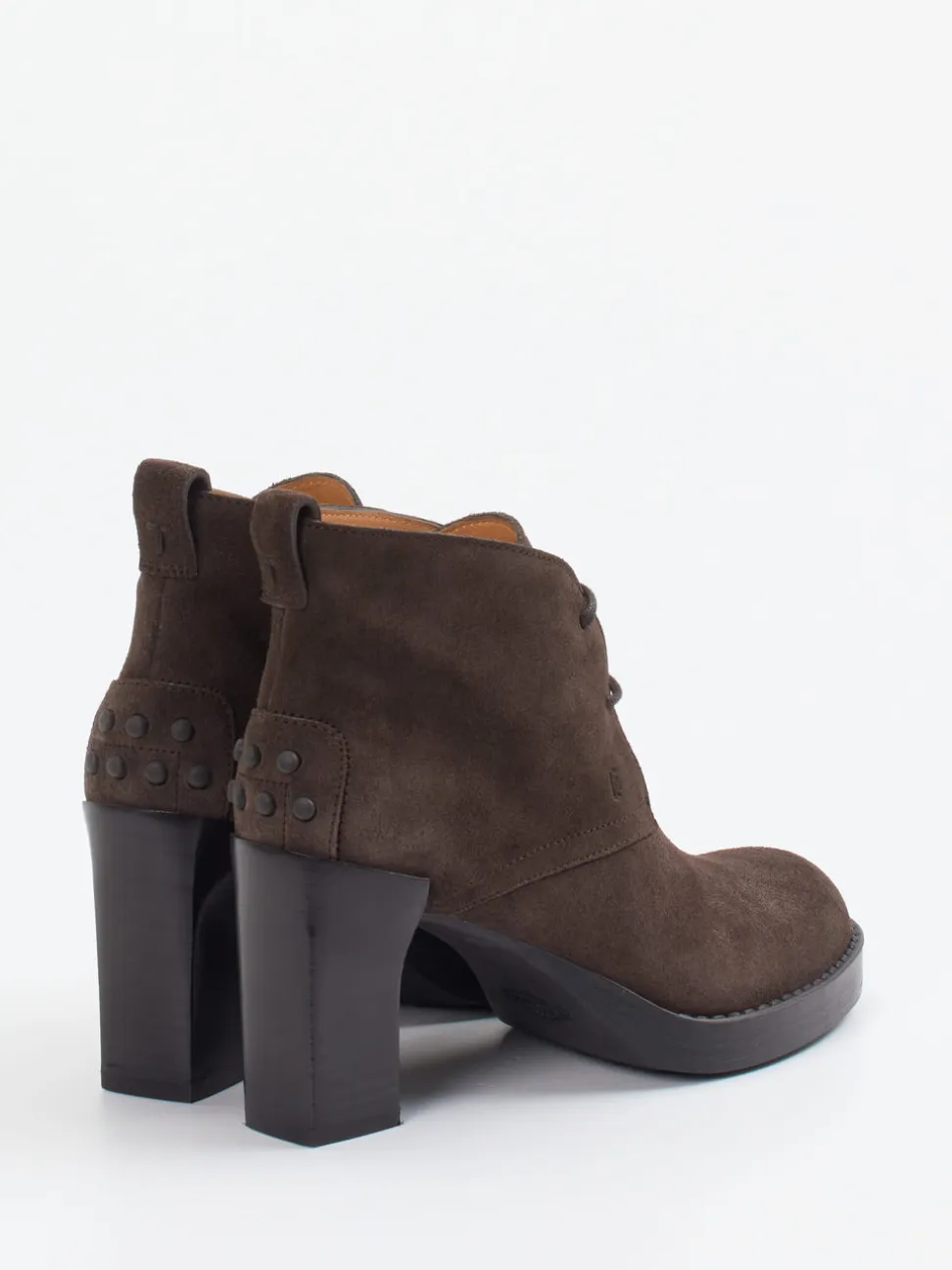 Tod's – Schnür-Booties aus Veloursleder Dunkelbraun