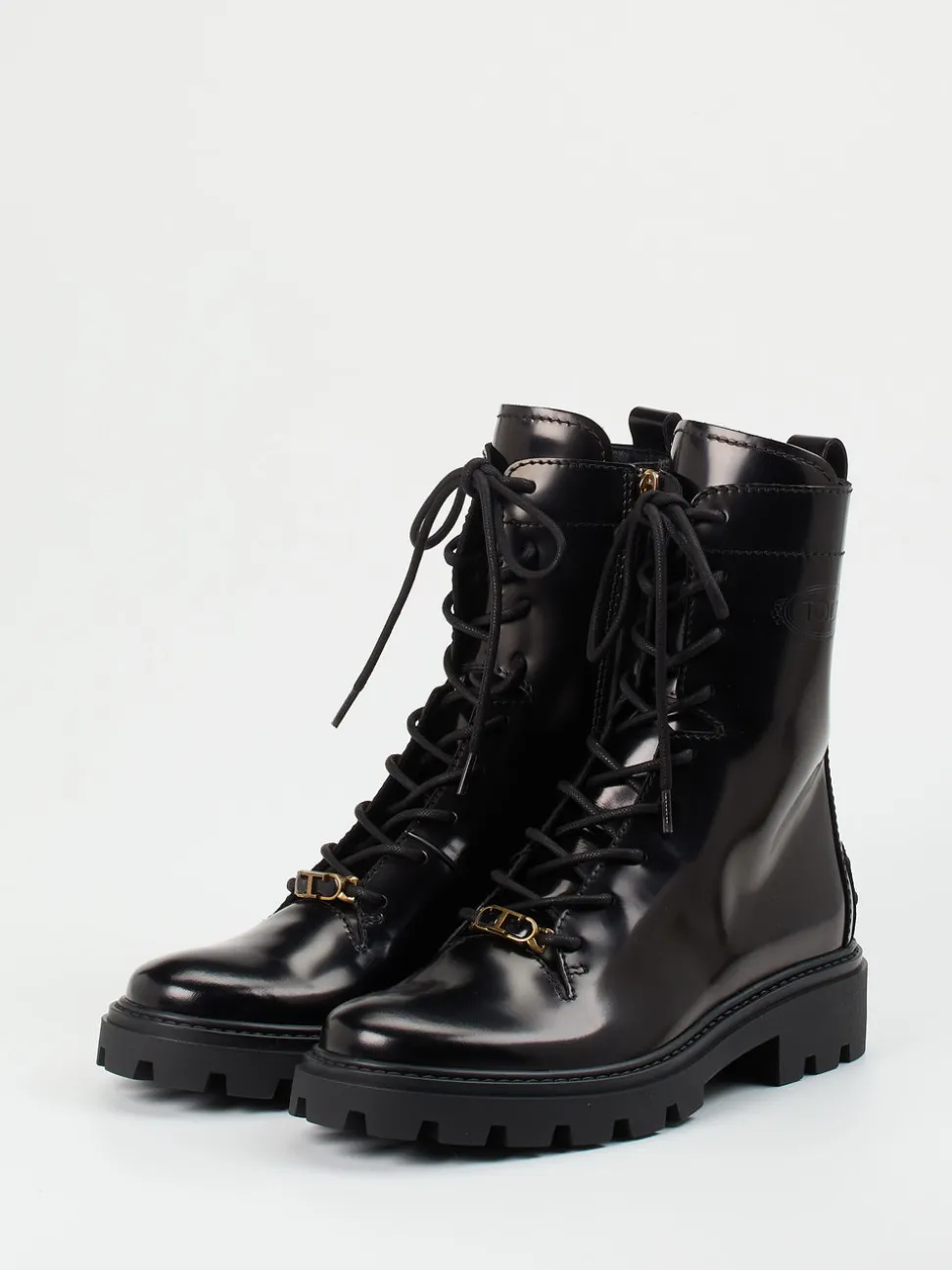 Tod's – Schnürboots aus Hochglanzleder Schwarz