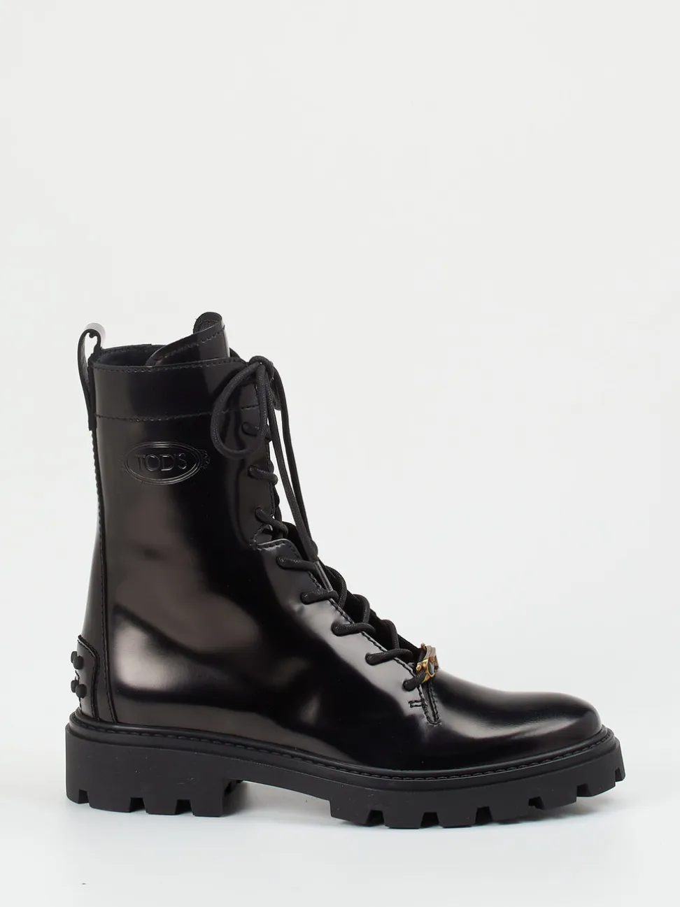 Tod's – Schnürboots aus Hochglanzleder Schwarz
