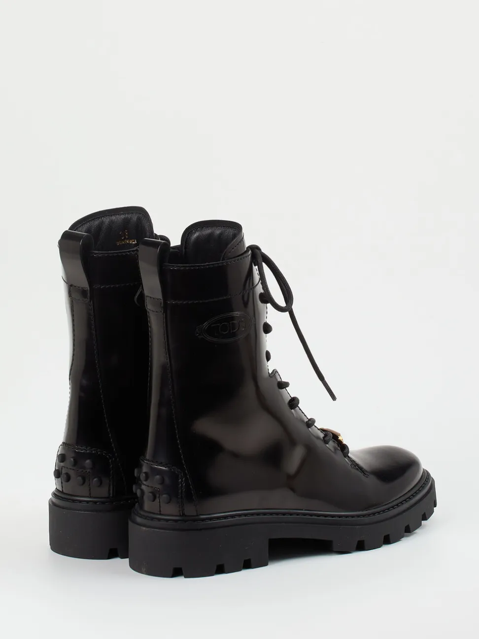 Tod's – Schnürboots aus Hochglanzleder Schwarz