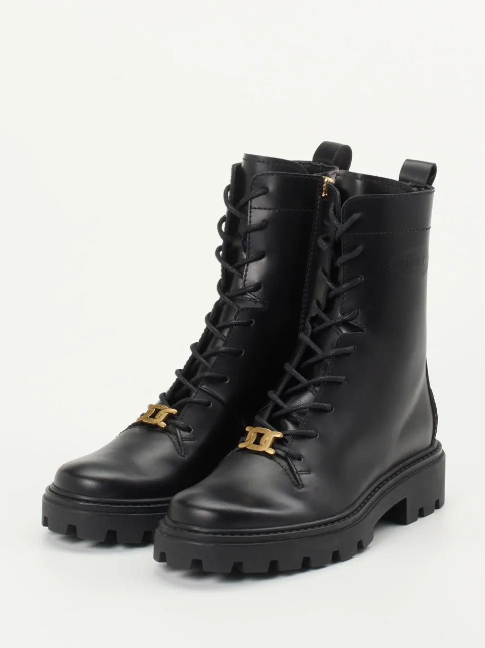 Tod's – Schnür-Boots aus Kalbleder Schwarz