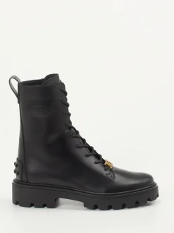 Tod's – Schnür-Boots aus Kalbleder Schwarz