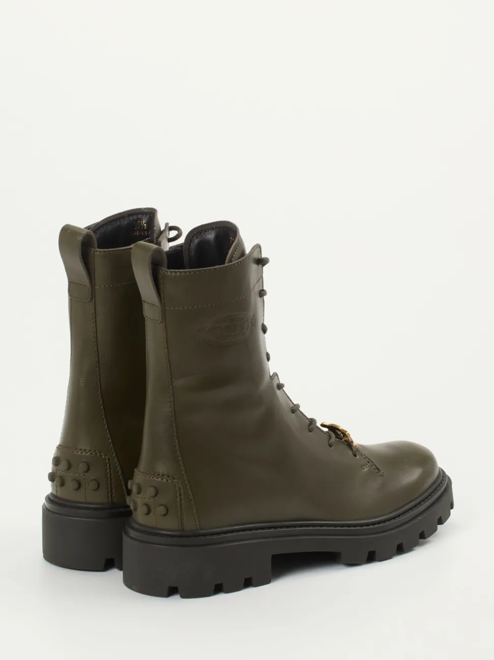 Tod's – Schnürboots aus Kalbleder in Olivgrün