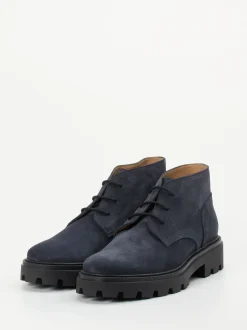 Tod's – Schnürboots aus Veloursleder Dunkelblau