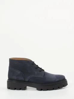 Tod's – Schnürboots aus Veloursleder Dunkelblau