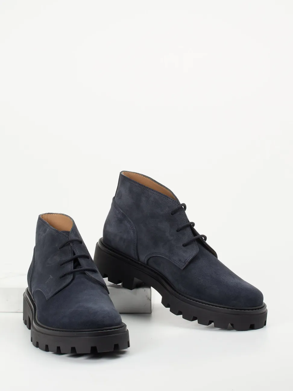 Tod's – Schnürboots aus Veloursleder Dunkelblau