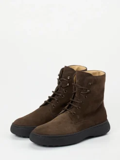 Tod's – Schnürboots aus Veloursleder Dunkelbraun