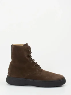 Tod's – Schnürboots aus Veloursleder Dunkelbraun