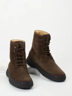 Tod's – Schnürboots aus Veloursleder Dunkelbraun