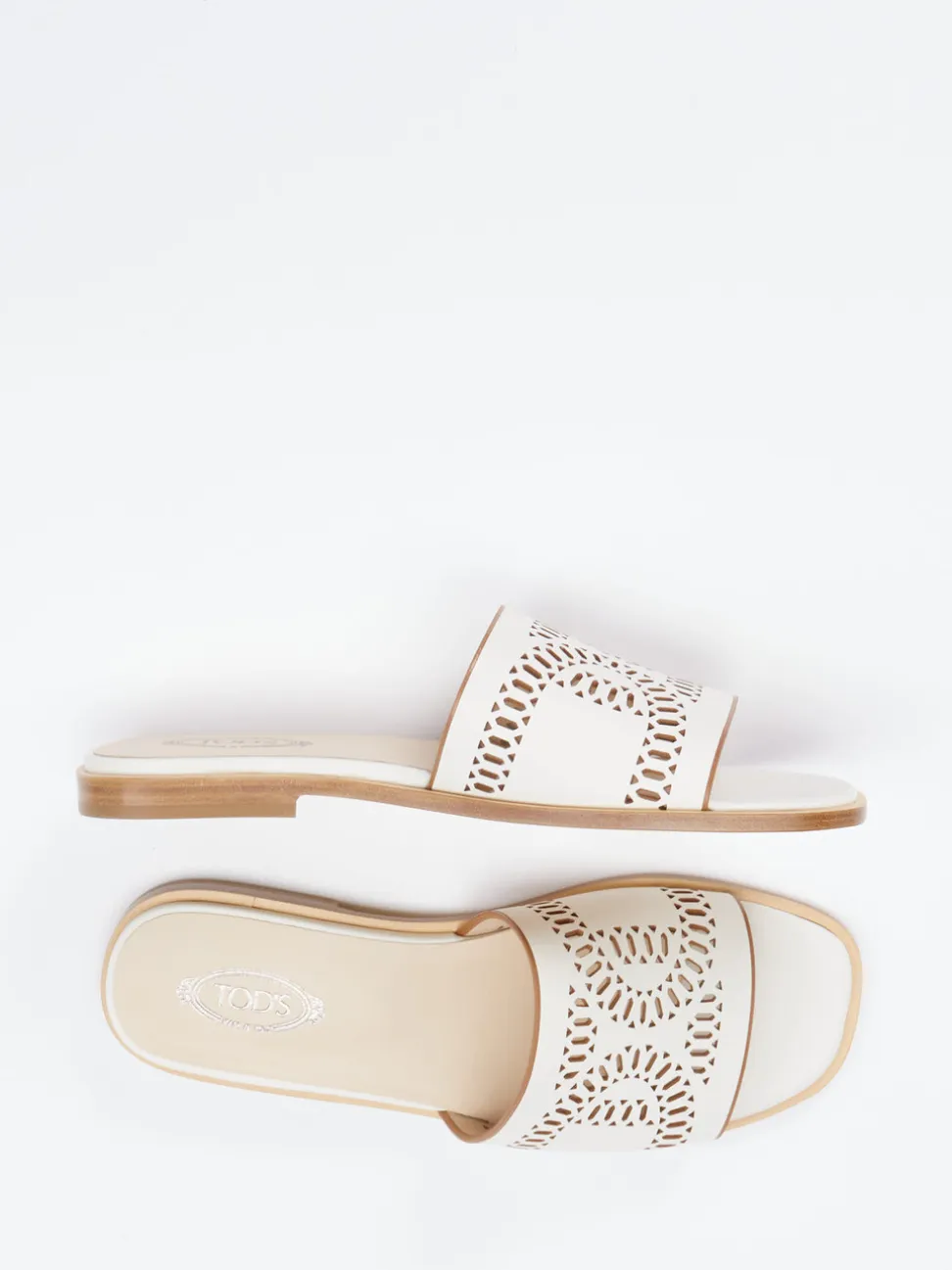 Tod's – Slides aus Kalbleder in Cremeweiß