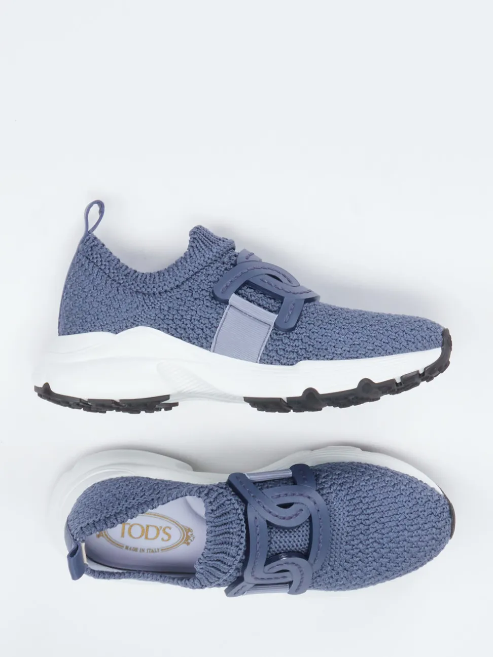 Tod's – Slip-On Sneaker aus Stretchstrick blau