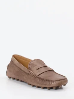 Tod's – Slipper aus genarbtem Kalbleder braun