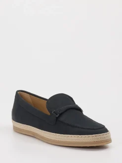 Tod's – Slipper aus Leder mit Bastdetails