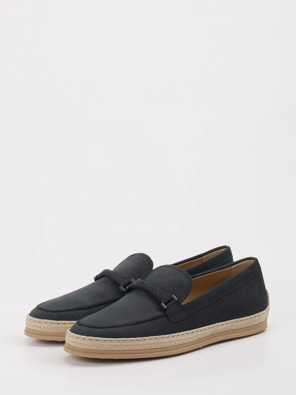 Tod's – Slipper aus Leder mit Bastdetails