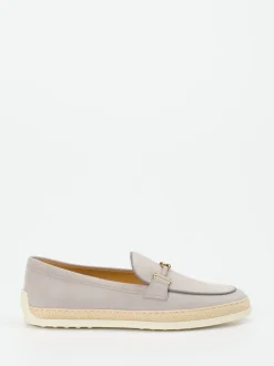 Tod's – Slipper aus Nubukleder mit Bastsohle